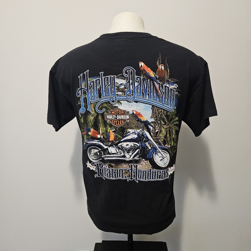 Harley Davidson Roatan Honduras Macau T Shirt Mens Medium Black 100% Cotton - Picture 6 of 10